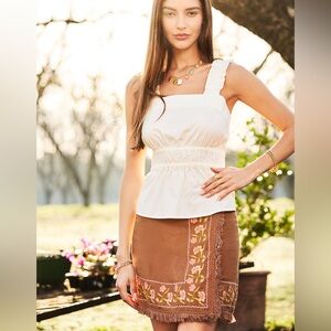 NWT Spartina 449 Daisy Peplum Tank Pearl White